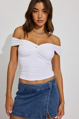 Twist Front Off Shoulder Top