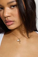 Collier à pendentif en cœur, croix et perle