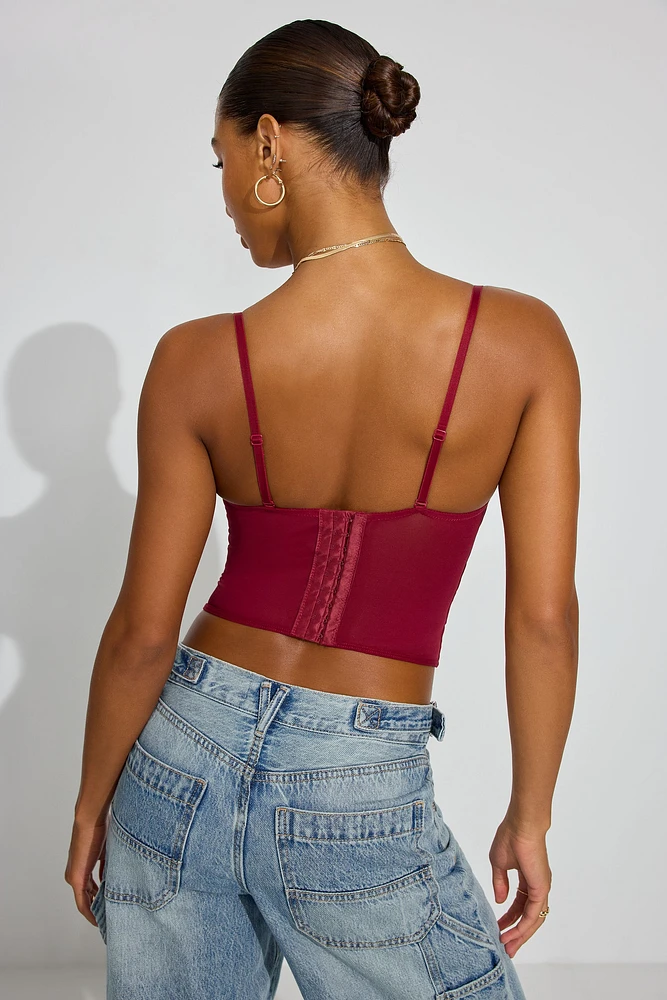 Chrishell Embroidered Mesh Bustier Top