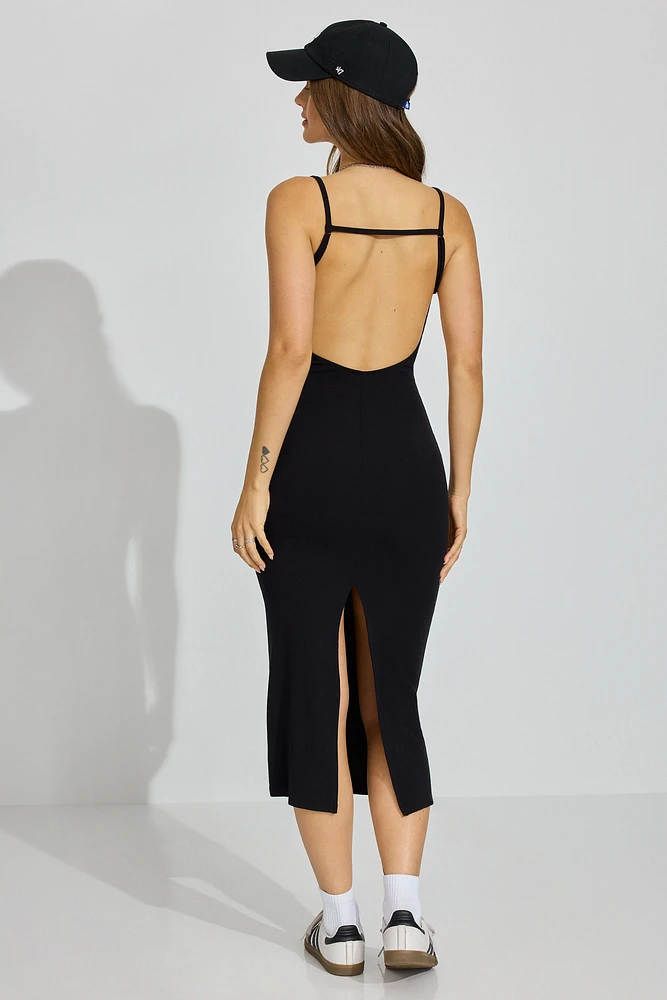 V Neck Open Back Maxi Dress