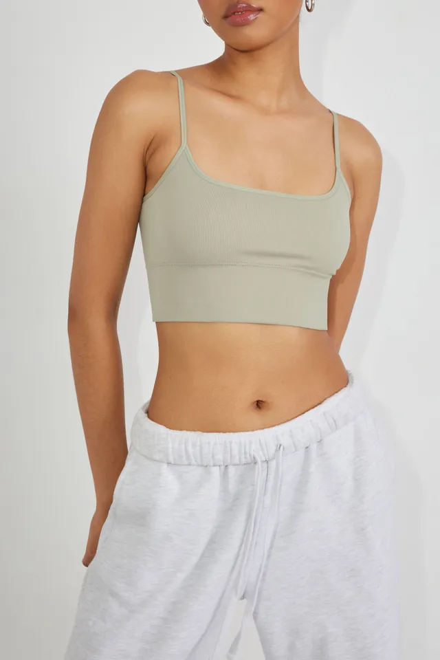 Linnea Strap Back Cropped Top with Built In Sports Bra - Grey – Gallery 512  Boutique