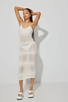 Robe maxi en crochet à bordure ondulée