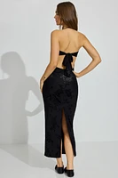 Robe maxi à effet usé et col en cœur