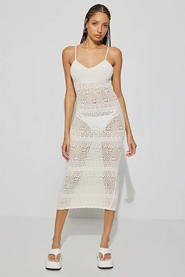 Robe maxi en crochet à bordure ondulée