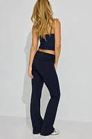 Fold Over Flare Knit Pants