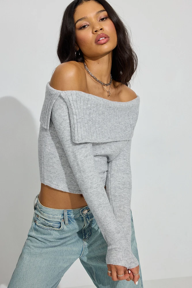 Spongy Off Shoulder Sweater