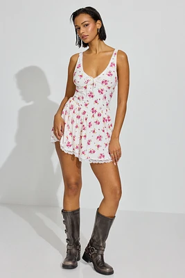 Plunge V-Neck Romper Dress