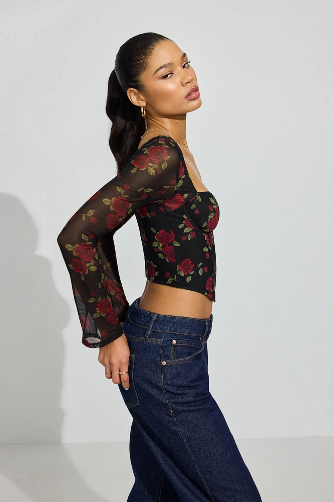 Aria Long Sleeve Bustier Top