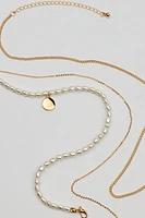 Ensemble de 3 colliers à perles et chaînes