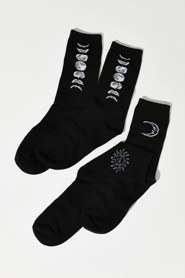 2 Pack Sun & Moon Phase Socks