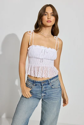 Smocked Lace Cami Top