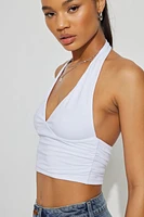 Ruched Plunge Halter Top