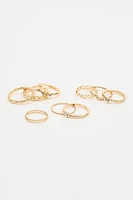 Set of 9 Delicate Gem Rings