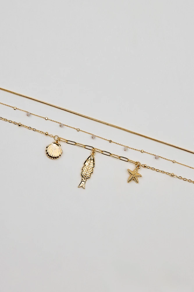 Ensemble de 3 colliers à breloques