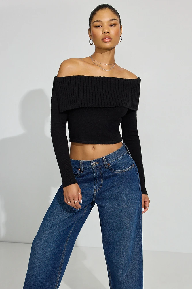 Spongy Off Shoulder Sweater