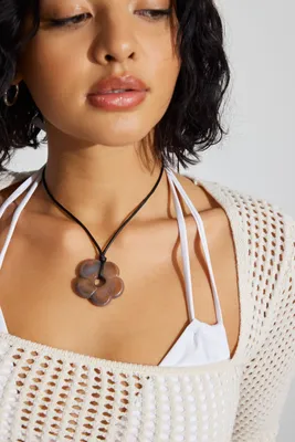 Glass Flower Cord Necklace