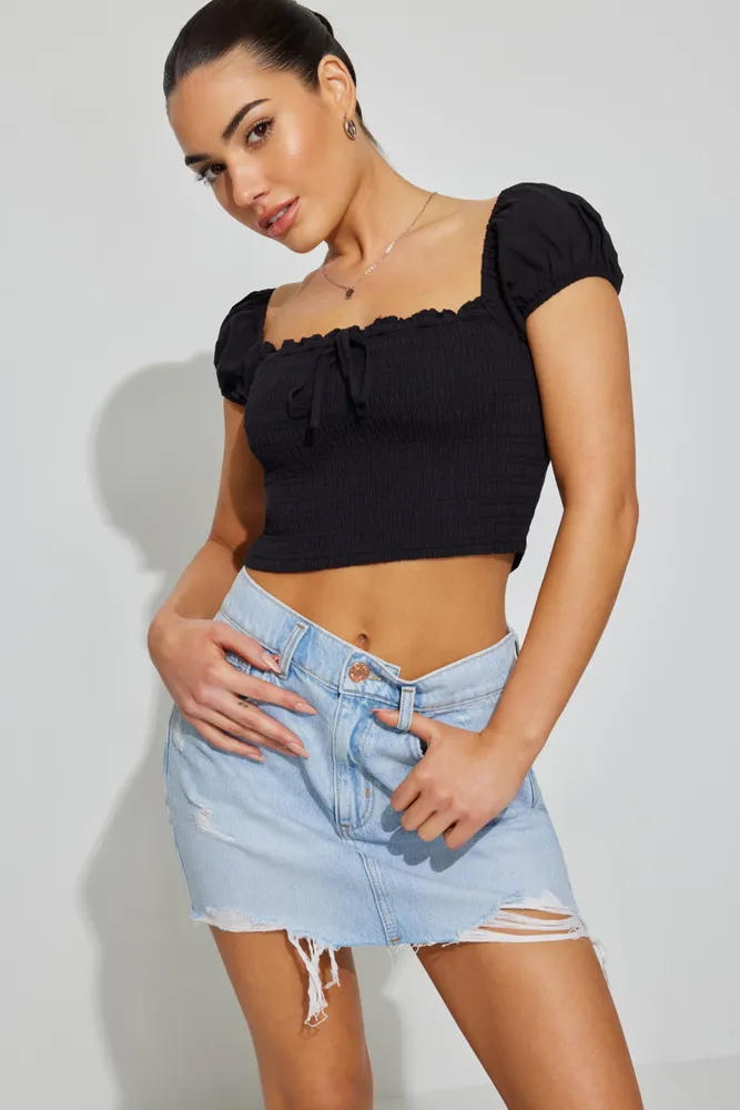 High Rise Denim Skirt