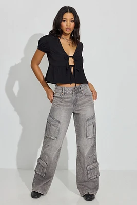 High Rise Wide Cargo Jeans