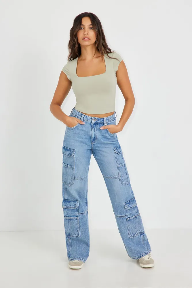 FRAME High-Rise Cargo Jeans