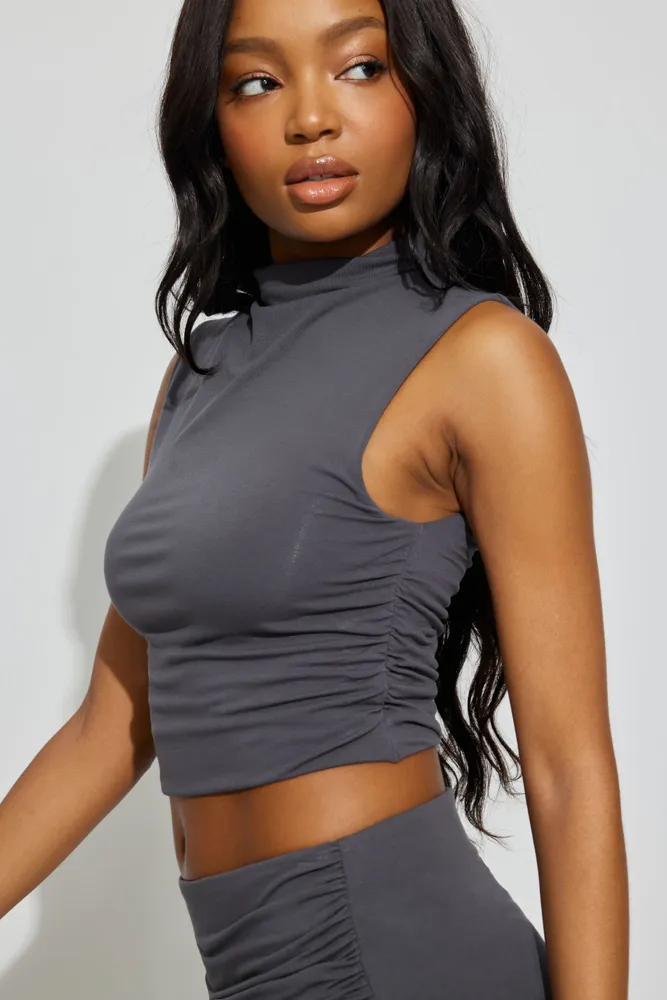 Ruched Build Up Neck Top