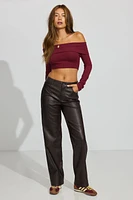 Faux Leather Straight Pants