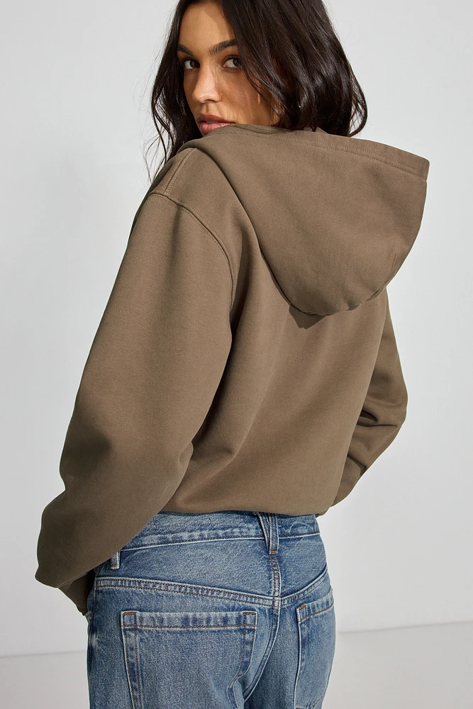 Haut à capuchon zippé emblématique en SoftTerry
