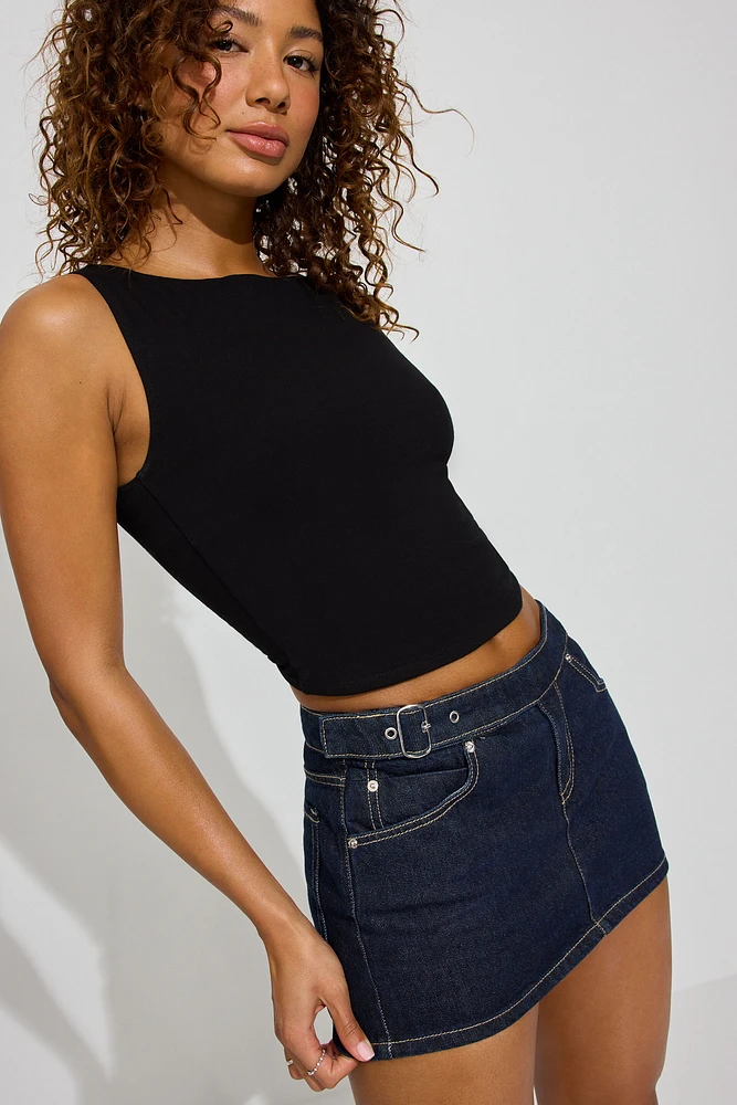 Jupe-short ultra-courte en denim avec ceinture