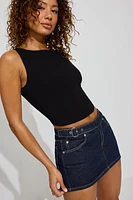 Jupe-short ultra-courte en denim avec ceinture