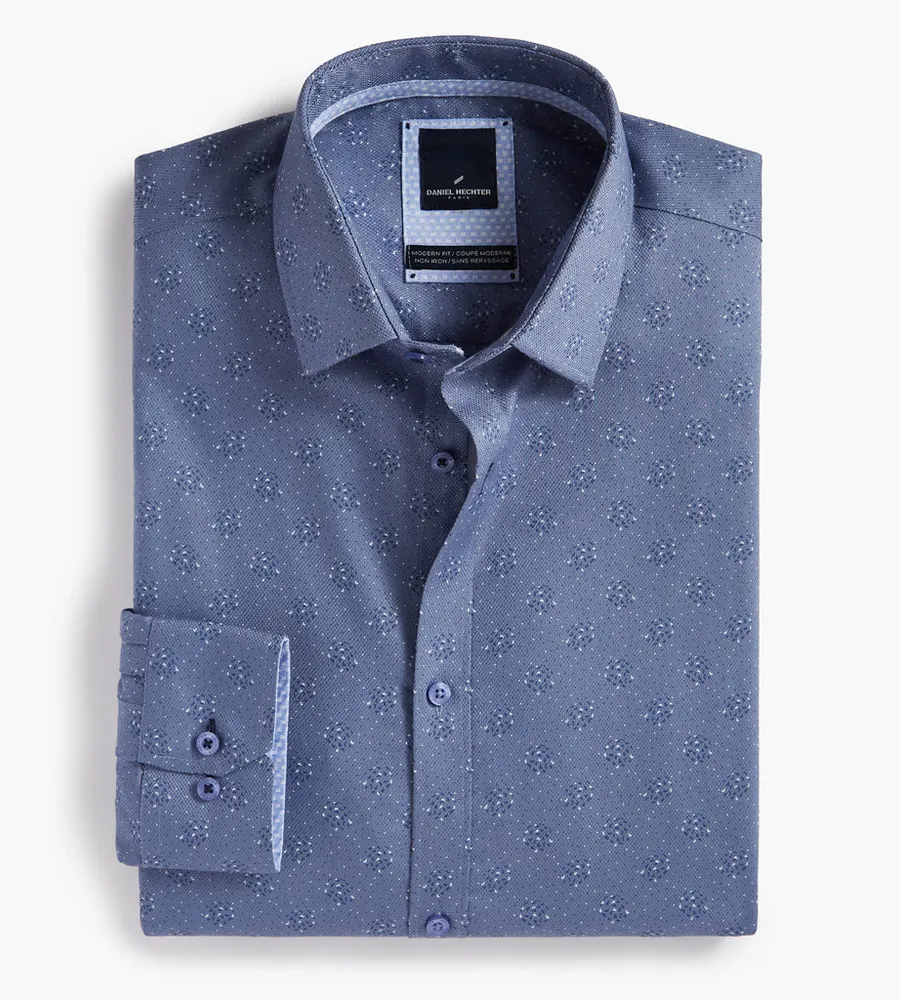 Modern Fit Non-Iron Geo Print Dress Shirt