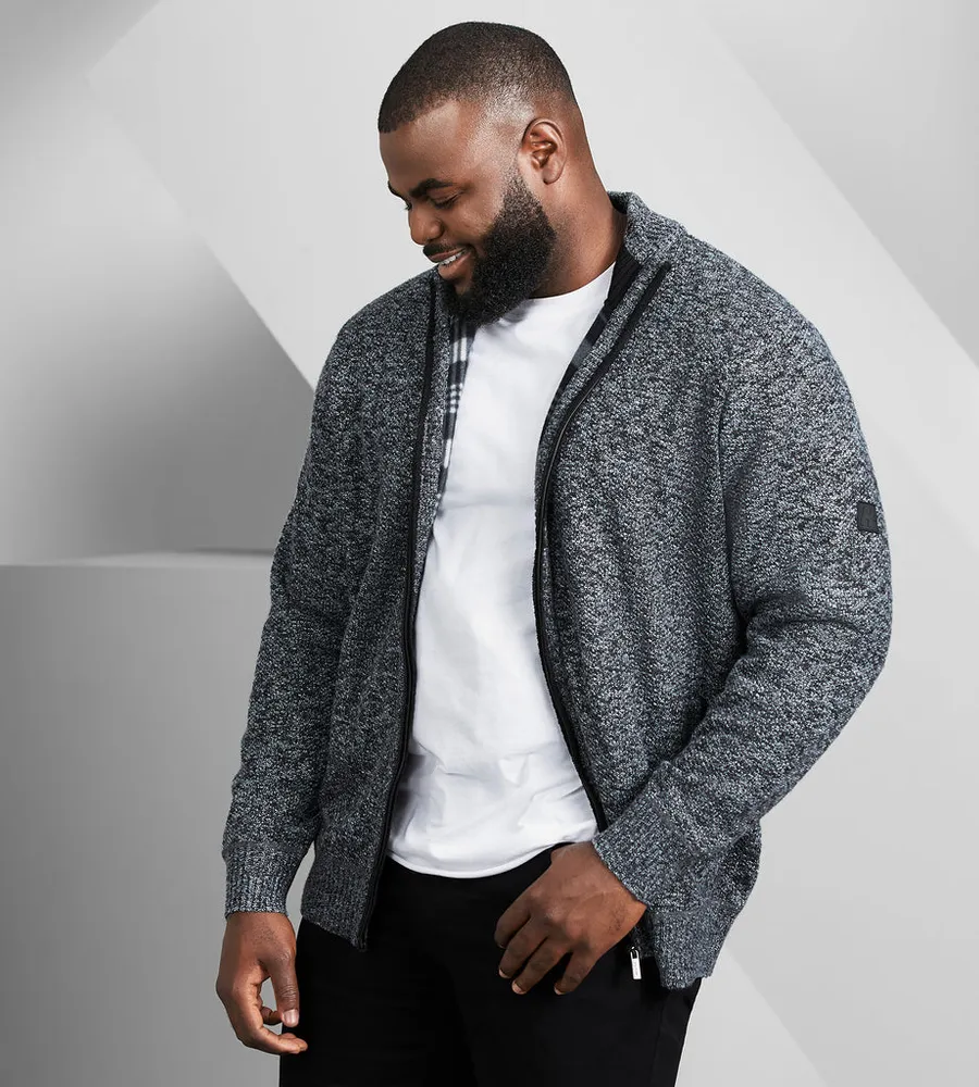 Mock Neck Fleece-Lined Cardigan