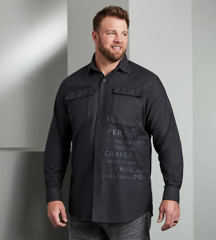 Graphic Print Long Sleeve Sport Shirt