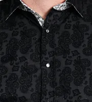 Flocking Print Long Sleeve Sport Shirt