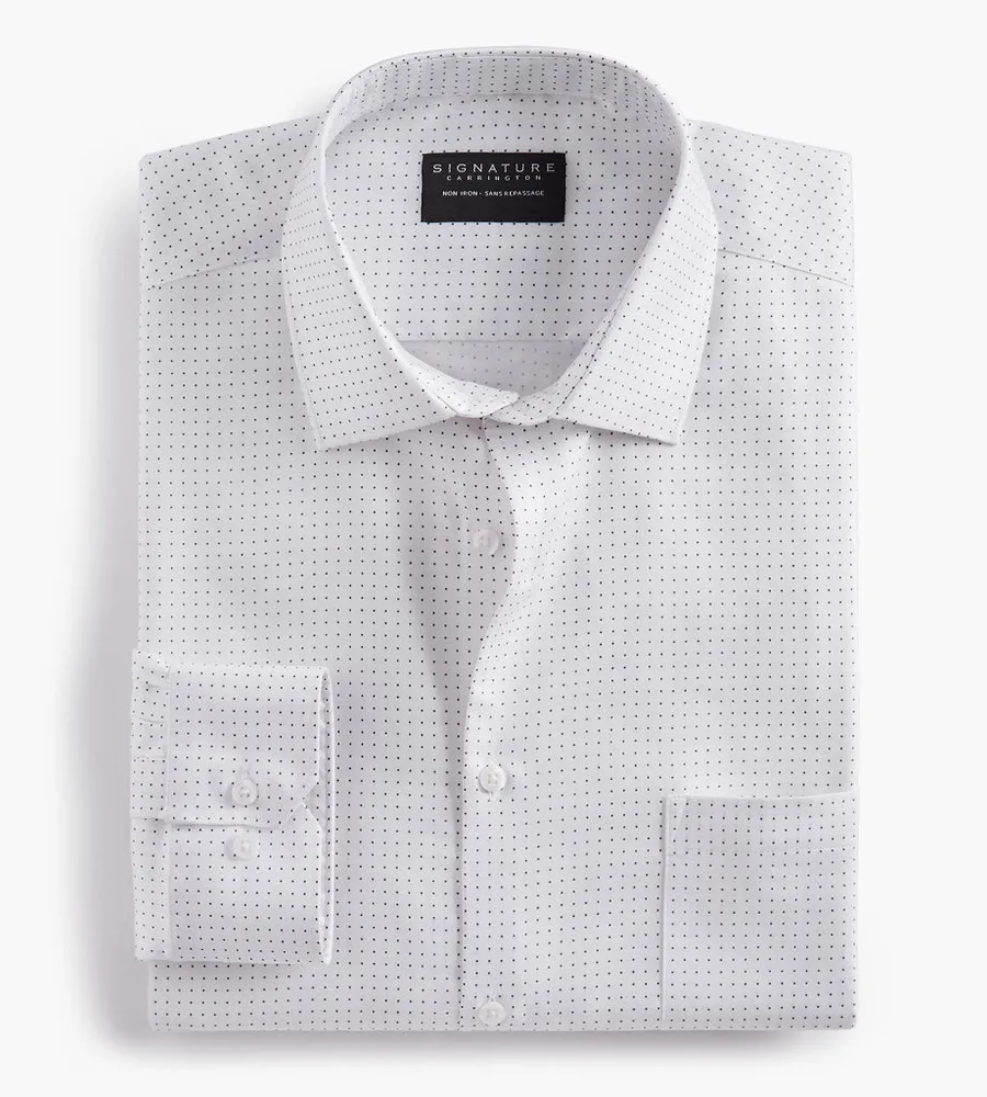 Classic Fit Non-Iron Dot Print Sateen Dress Shirt