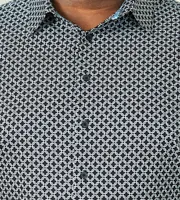 360° Stretch Geo Print Short Sleeve Sport Shirt