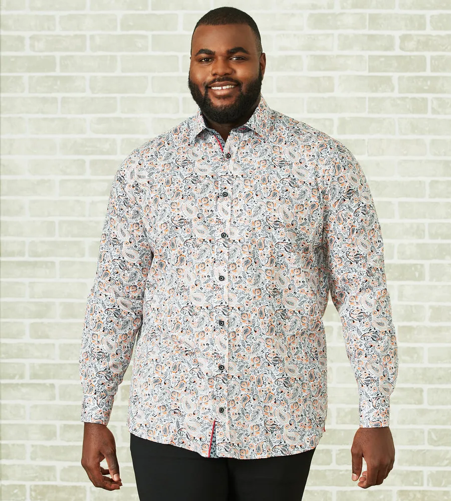 Non-Iron Paisley Print Long Sleeve Sport Shirt