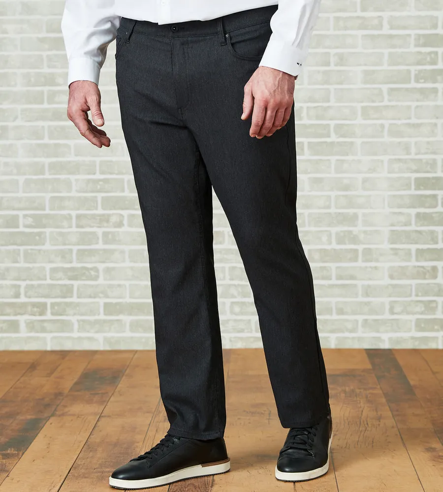 Two-Tone Knit Textured Five-Pocket Pants