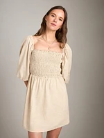 Puff Sleeved Smock Dress