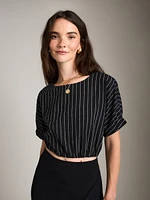 Balloon Sleeve Stripe Top