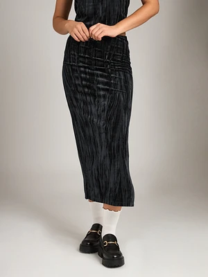 Pleated Velvet October Maxi Skirt