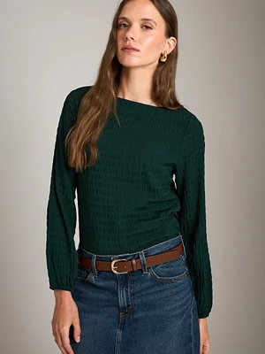 Textured Christy Boatneck Blouse