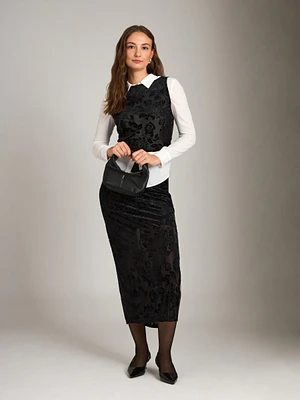 Rose Burnout Velvet October Maxi Skirt