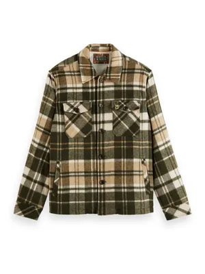 Brushed Wool Blend Checked Overshirt
