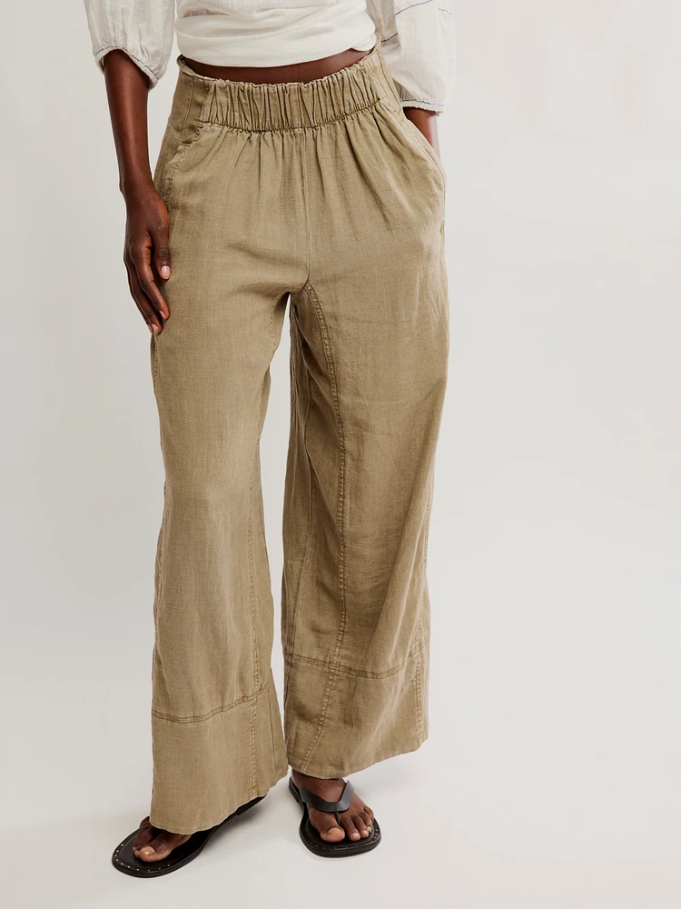 Day's End Linen Pull On Pant