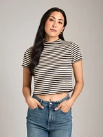 Stripe Rib Short Sleeve Top