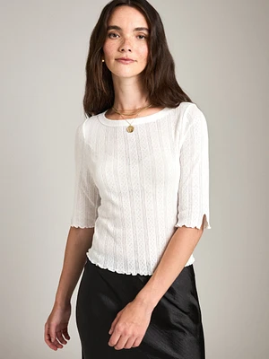 Pointelle Half Sleeve Top