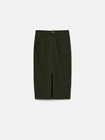 Cotton Twill Ira Pencil Midi Skirt