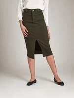 Cotton Twill Ira Pencil Midi Skirt