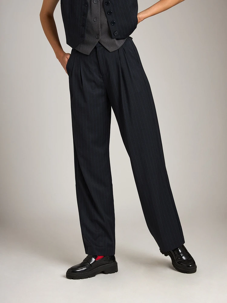 Pinstripe Jullian Pleated Wide Trouser