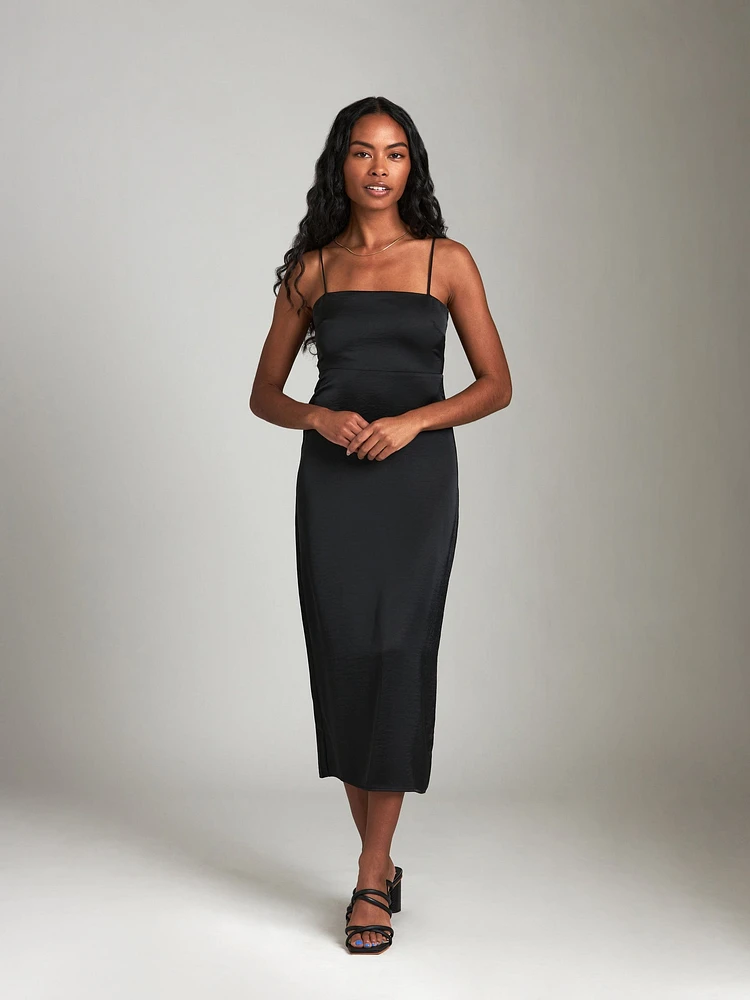 Satin Nev Column Dress