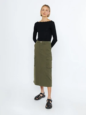 Marion Cargo Maxi Skirt - Kelp